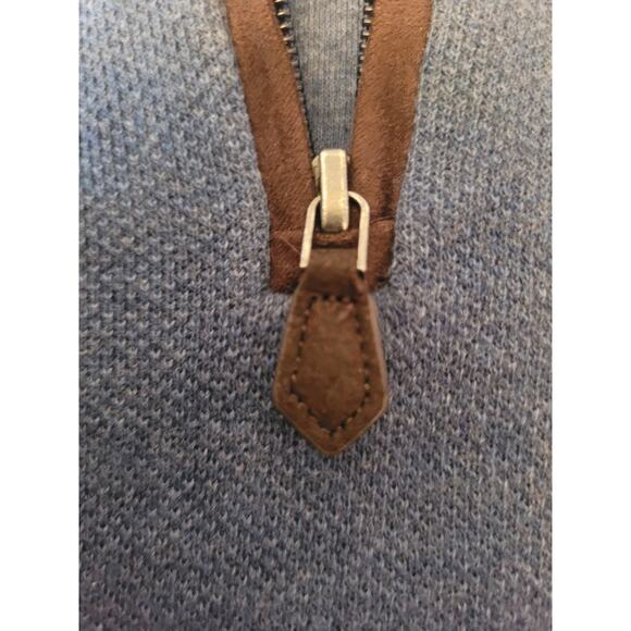 Jos A Bank Reserve Men's Large Blue 1/4 Zip Long Sleeve Cotton Sweater - Picture 5 of 11